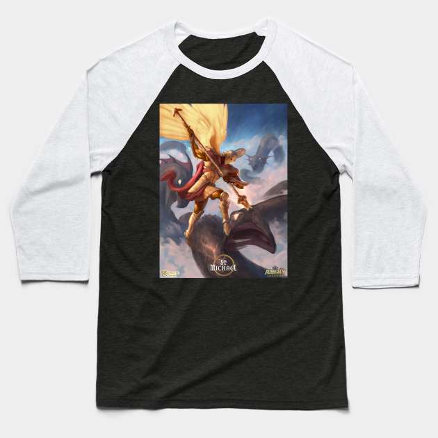 St Michael - Almighty Legends Baseball T-Shirt by Toytally Rad Creations